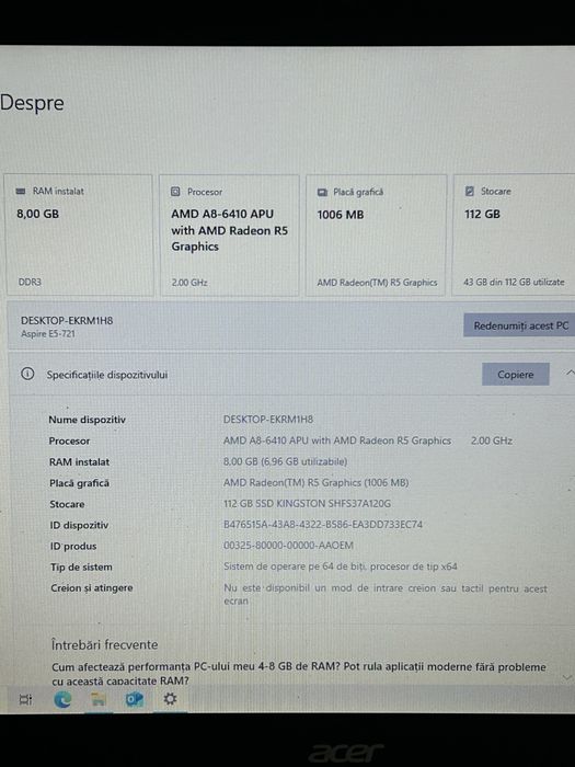 Laptop low gaming| 17.3inch| placa video 1gb| ssd 128gb