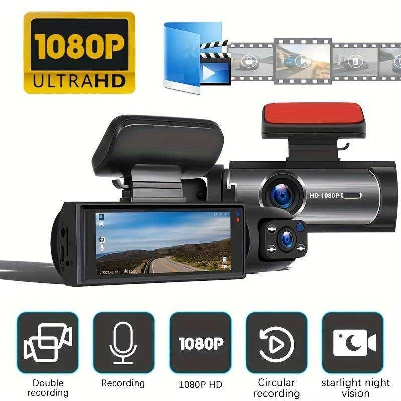 Camera Auto De Bord Full HD 1080P, 2 Lentile, Negru