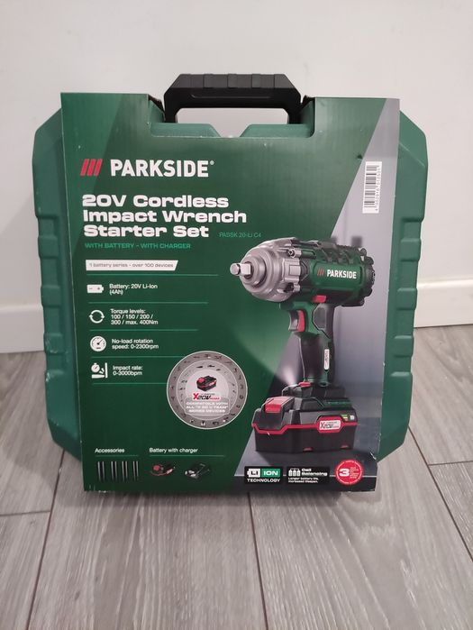 Pistol cu impact Parkside 400 nm cu baterie 4 ah 20 V si incarcator