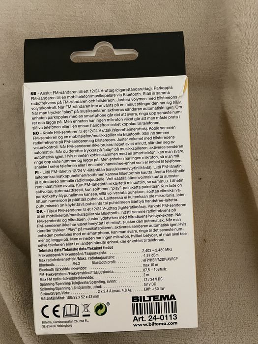 FM transmitter Bluetooth