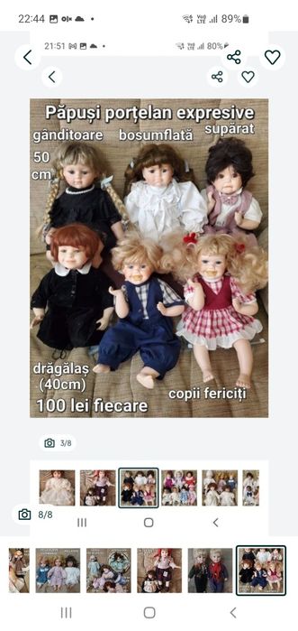 Păpuși bebeluși porțelan