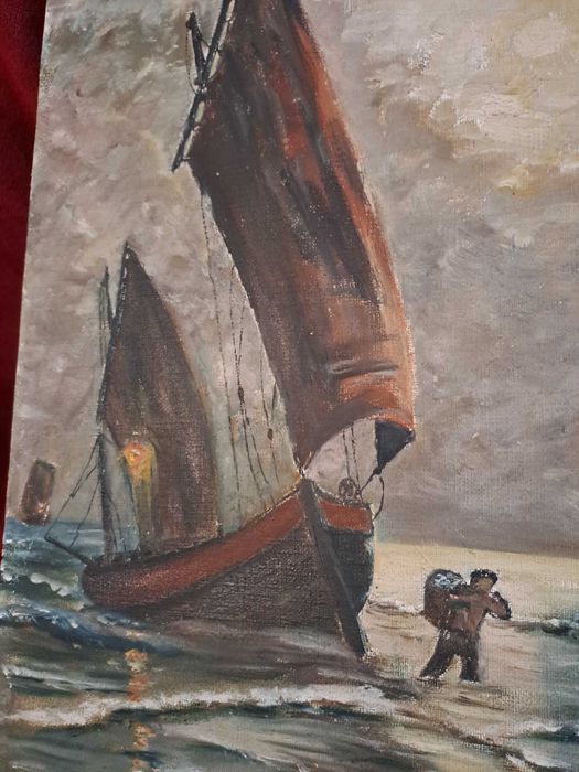 tablou pictura pe panza 46/33 cm semnat F Saulnier