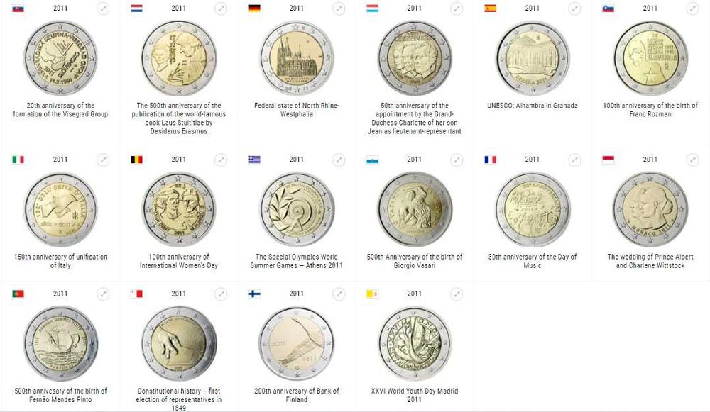Сет 2 евро монети (възпоменателни) 2010-2013 / 2 Euro Coins