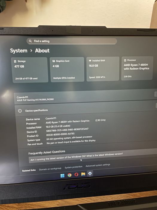 Vand Leptop Asus Tuf