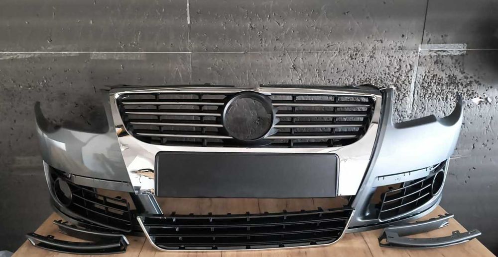 Bara fata VW Passat B6 2005-2010 cu grile Radiator, Bandouri Gri LA7T