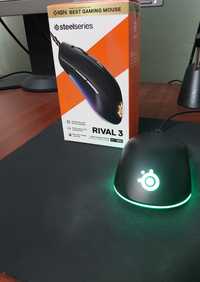 Mouse gaming SteelSeries Rival 3 + Mousepad SteelSeries Qck Black