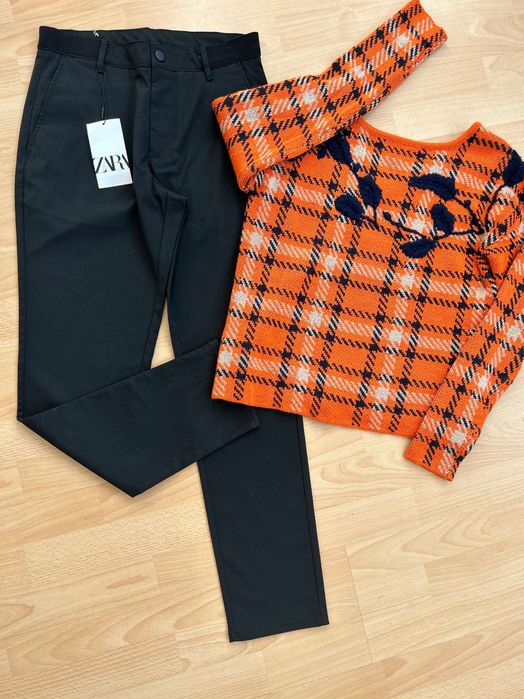 Zara нов черен панталон и Intrend MaxMara пуловер