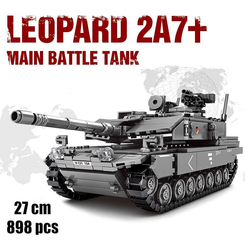 Tanc Leopard 2A7, jucărie modulară din 898 piese, 27cm, vârsta 6+