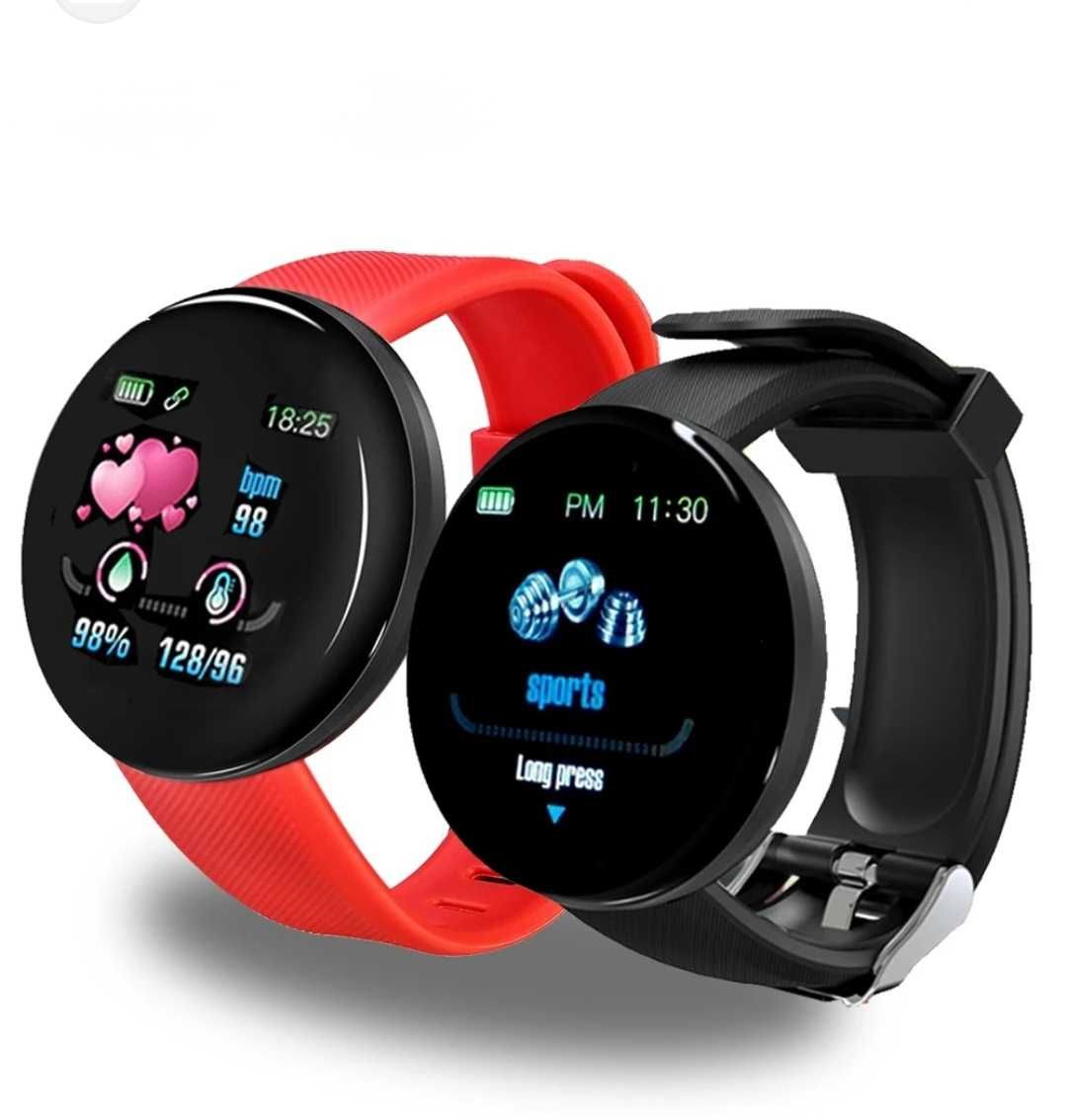 Set Smartwatch + 2 Curele Negru-Roșu. Vezi apeluri, mesaje, notificări