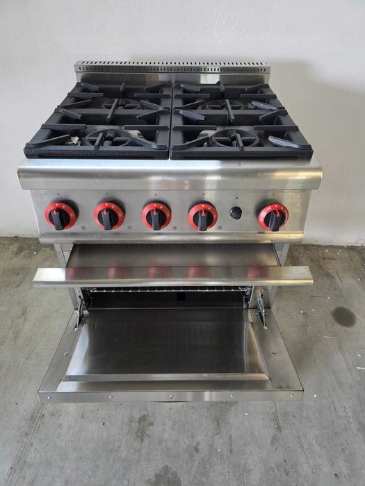 Aragaz profesional cu 4 ochiuri, cuptor,Complet inox ,Factura Garantie