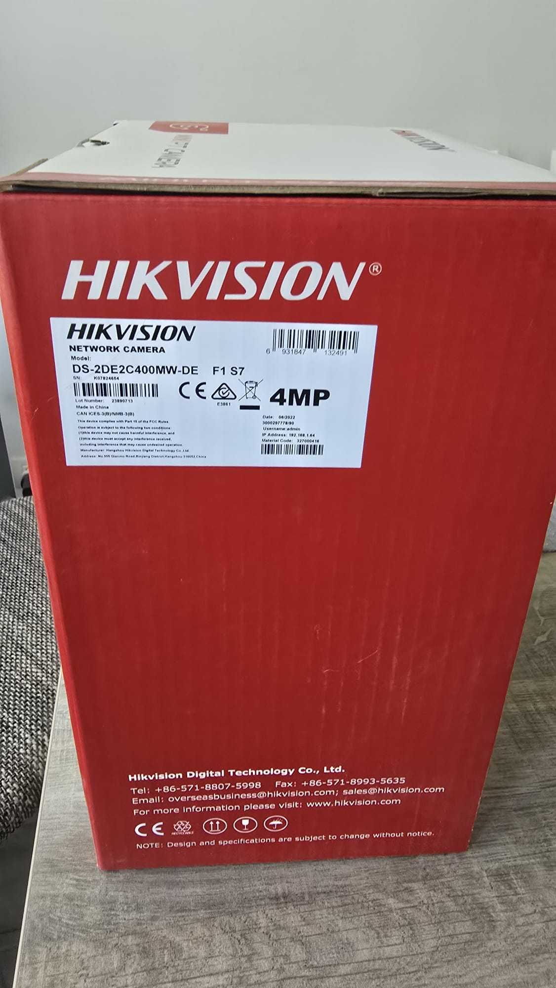 Camera IP PT Hikvision DS-2DE2C400MWG-E, 4MP 2K, IR, LED alb 30m,