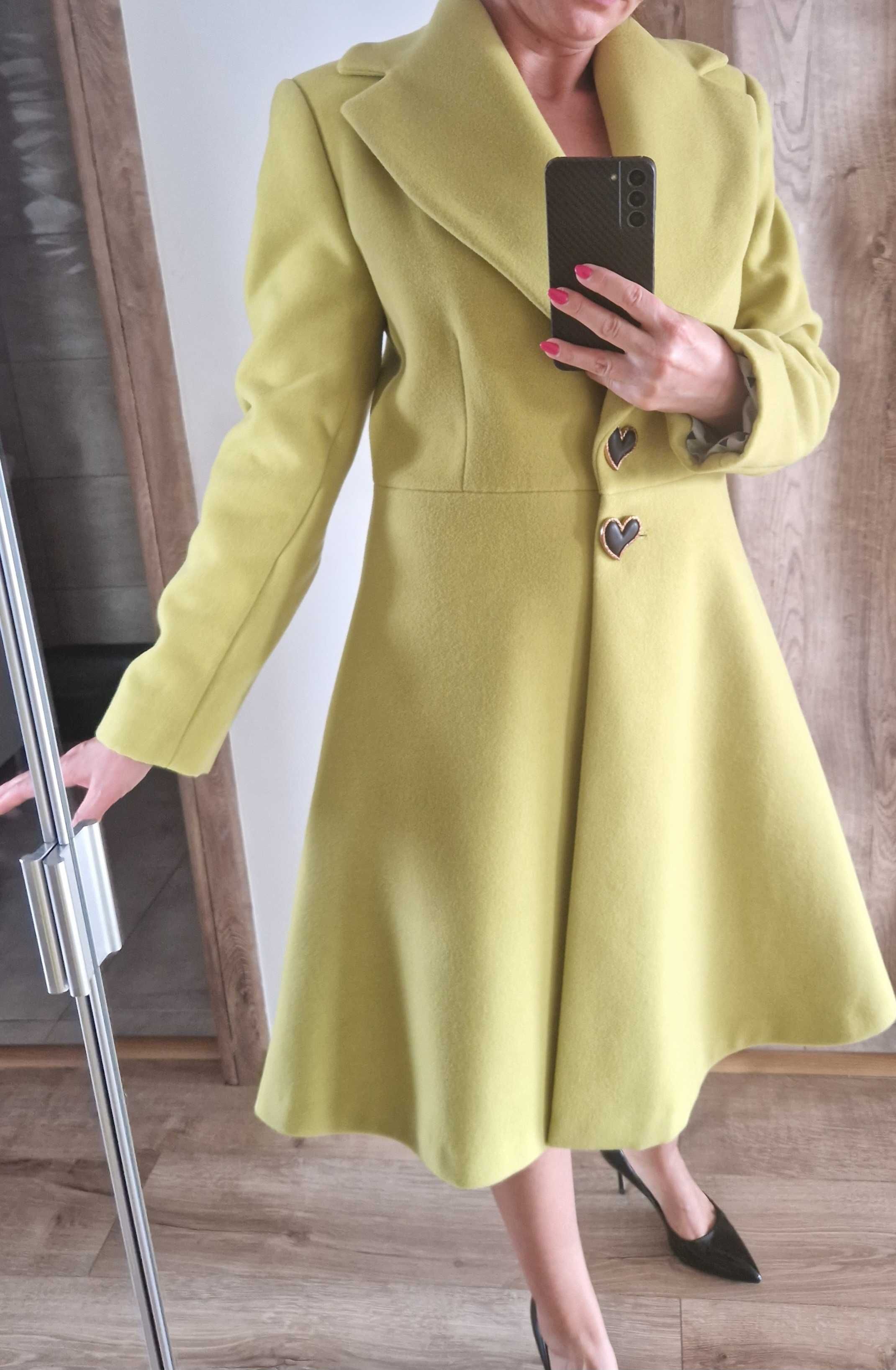 Palton nou, masura 38, culoare lime, verde deschis-galben