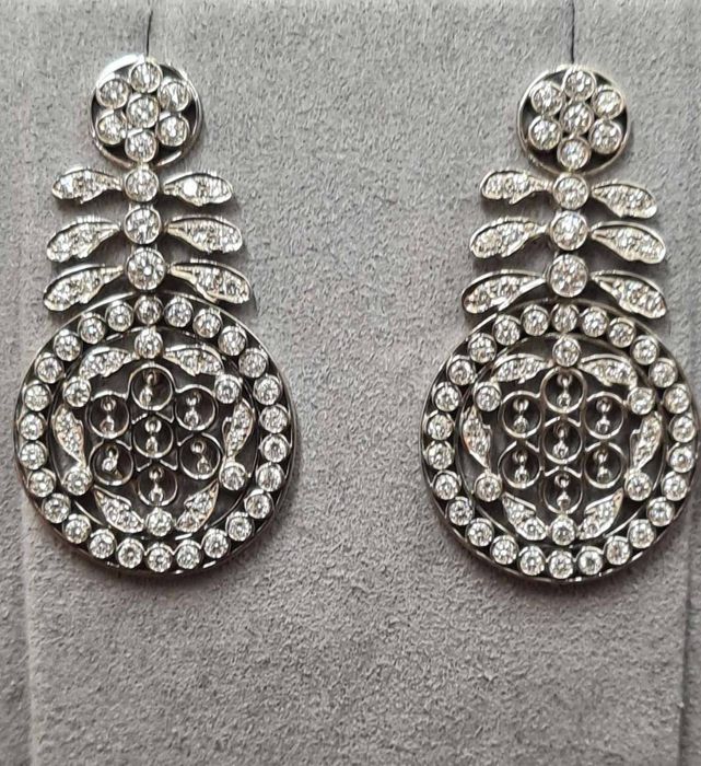 Cercei din aur alb 18k, cu diamante naturale, CAU209