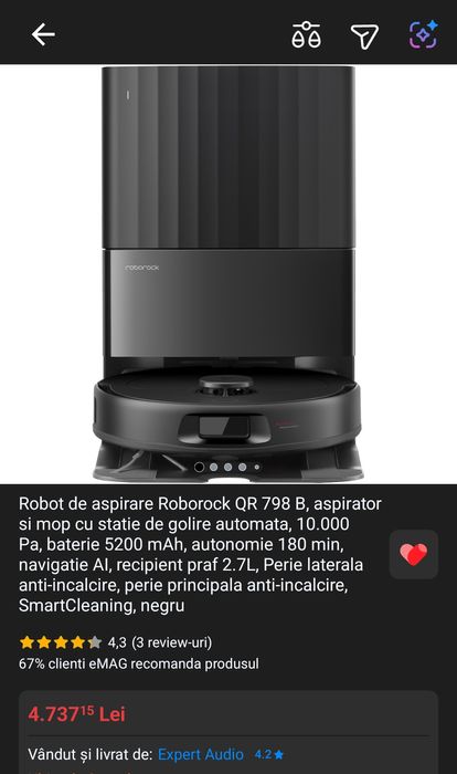 Robot de aspirare Roborock QR 798 B
