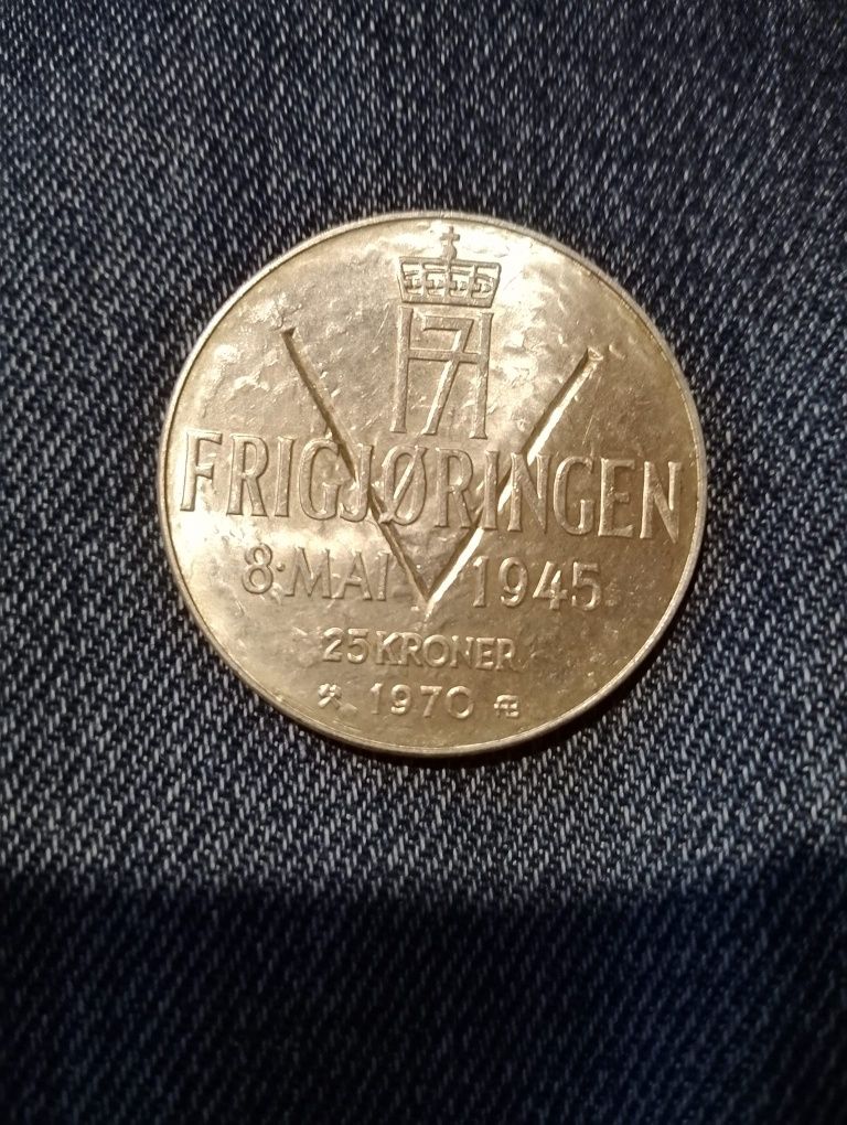 Moneda argint 25 Kroner Olav V