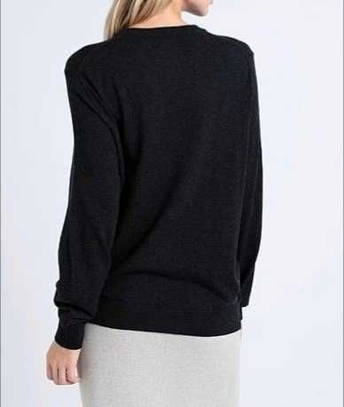 Bluza / Pulover negru, lana naturala extrafina, S, M, L, XL