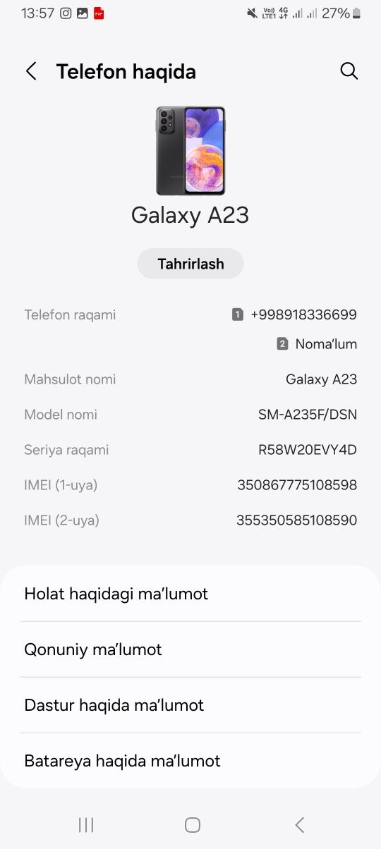 Samsung gelexy a 23