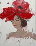 Tablou acril Doamna cu mac 60x80 cm