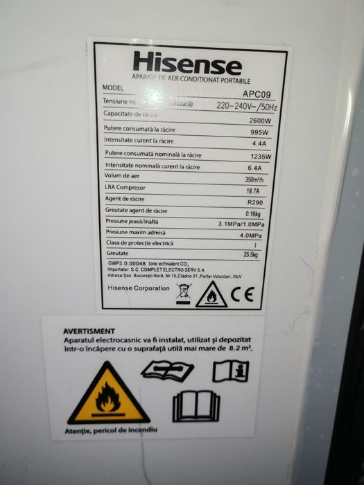 Aer condiționat portabil cu telecomandă