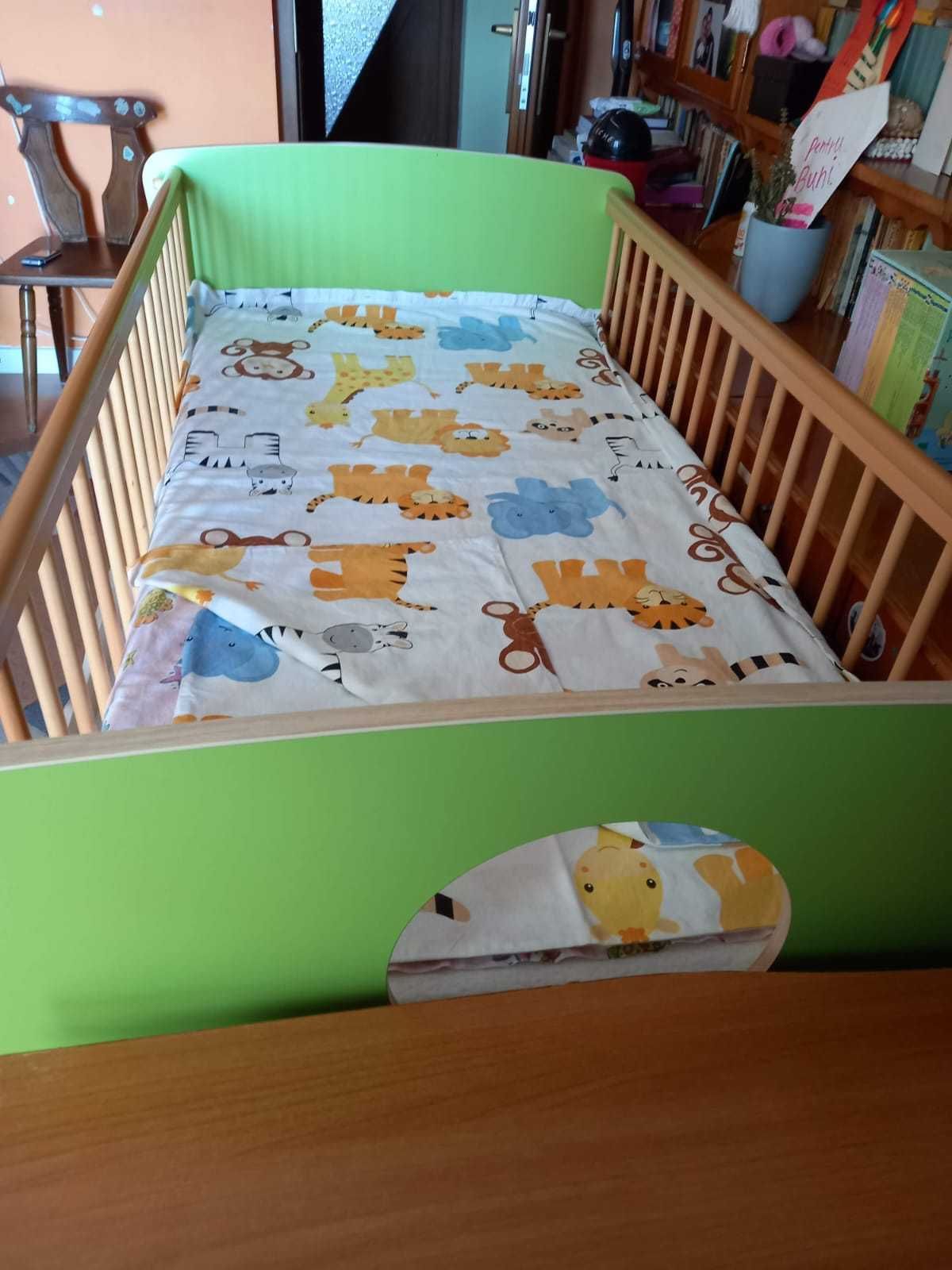 Pătuț copil cu sertar spațios si reglaj pe înălțime + saltea din cocos