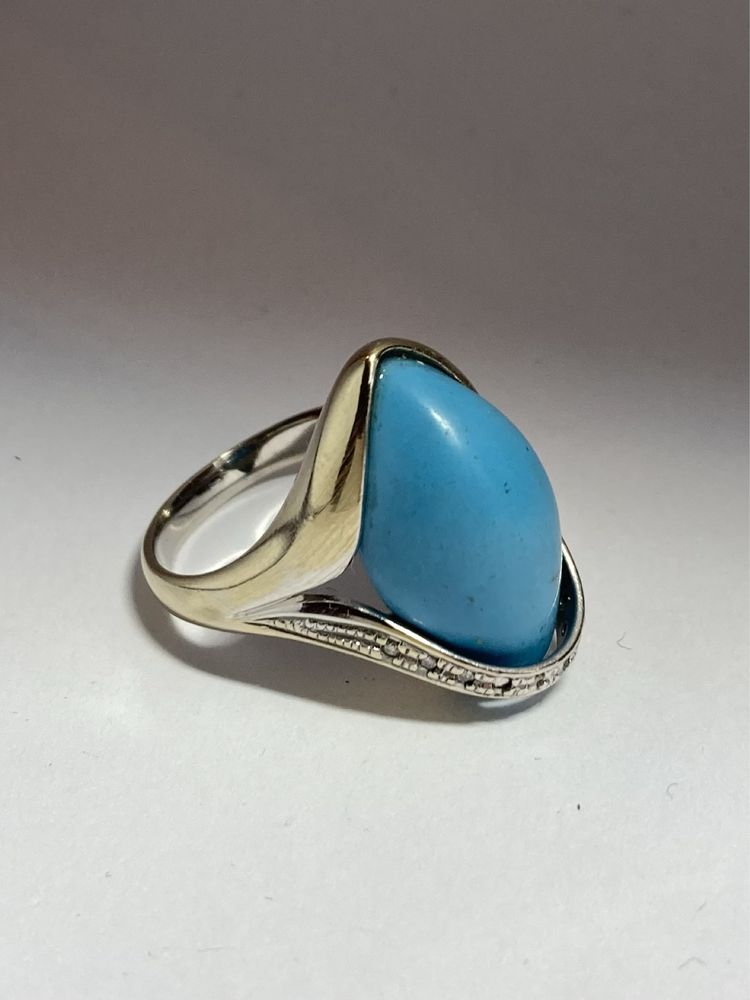 Inel aur 18kt.cu turquoise si diamante