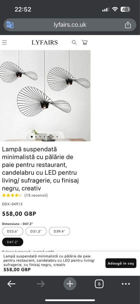 Lampa suspendata in forma de palarie!  NOU nefolosita!