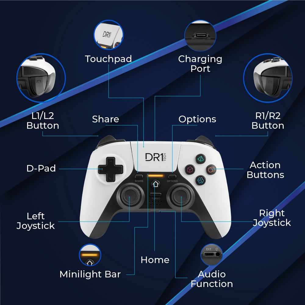 DR1 TECH ShockPad II безжичен тъчпад за PS4/3,джойстик за игри PC/IOS