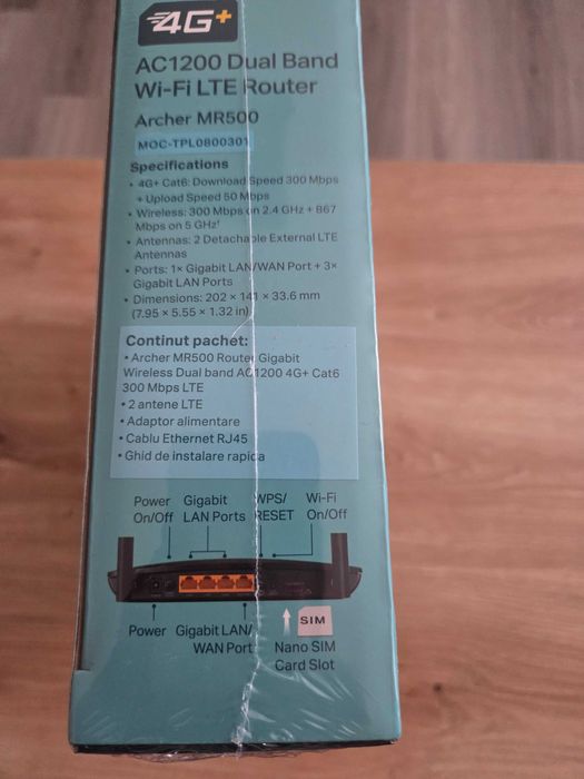 Router sigilat 4g+ Tp-link MR500 cu cartela liber de rețea