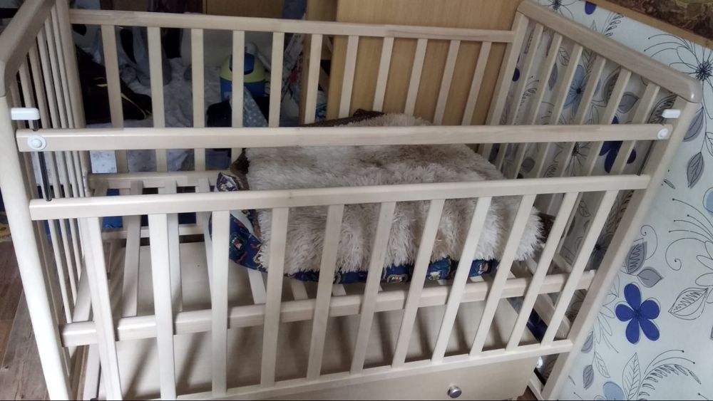 Детская кровать babyton с ящиком и ортоматрасом plitex ecolife