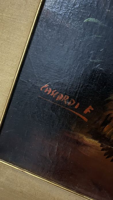 Tablou italian - natură statică, ulei pe pânză, semnat