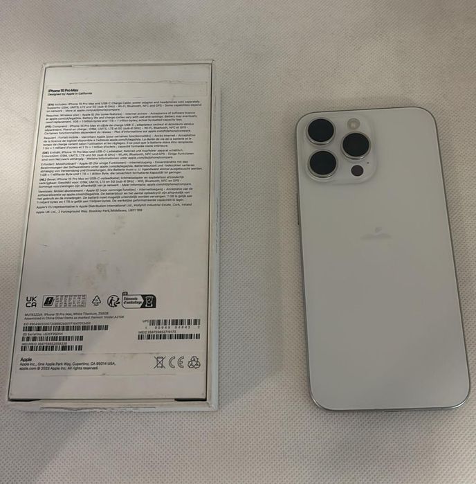 Telefon mobil Apple iPhone 15 Pro Max, 256GB, 5G, White Titanium -A-