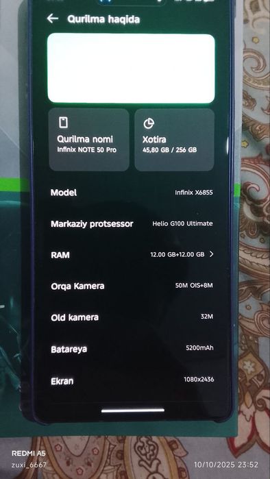 Infinix note 50 Pro 12 gb 256 gb