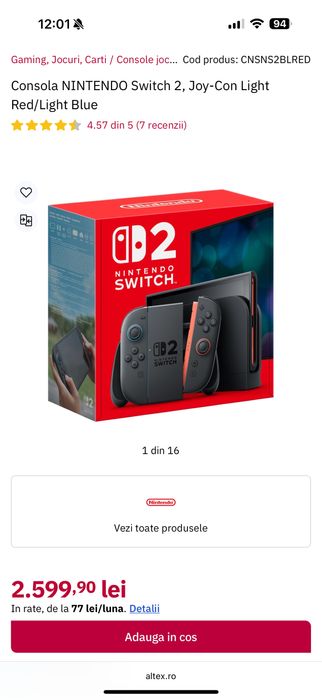 Consola Nintendo Switch 2 Joy-Con blue/red • NOUA / SIGILATA •