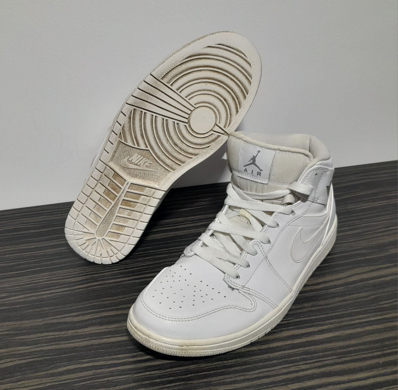 Jordan 1 Mid Retro White Cool Grey ghete Nike Air piele naturală Nr 45