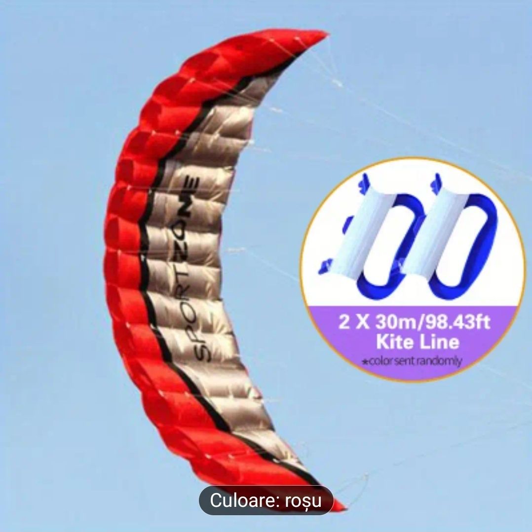 Zmeu, aripa  2,5 m – roșu, ca nou, ideal kite-surfing / antrenament