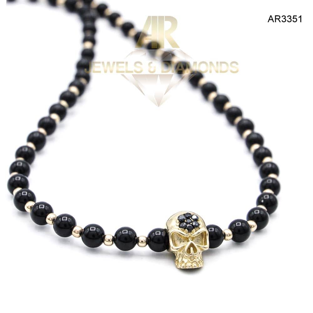 Colier Aur 14 K Skull Collection model nou unisex ARJEWELS(AR3351)