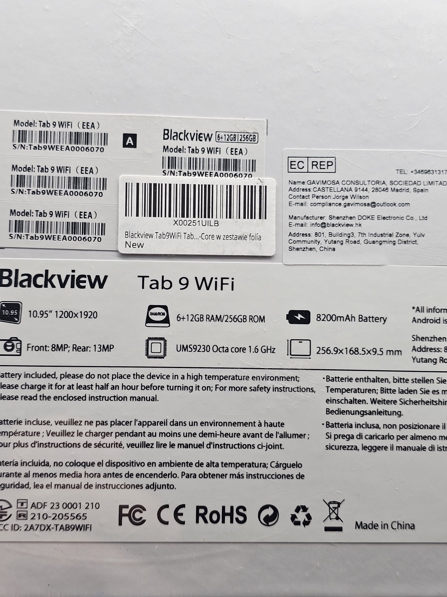 Blackview Tab9 WiFi Android 14 Tabletă 11 inchi 2K FHD+ Ecran mare, 18