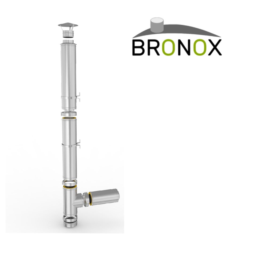 Kit coș de fum Bronox din inox, înălțime 5 m, diametru 200 mm, suspend