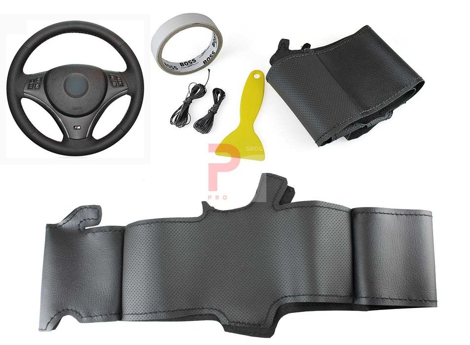 Husa M-volan negru 38 cm. pentru BMW E81 E82 E83 E87 E88 E90 E91 E92