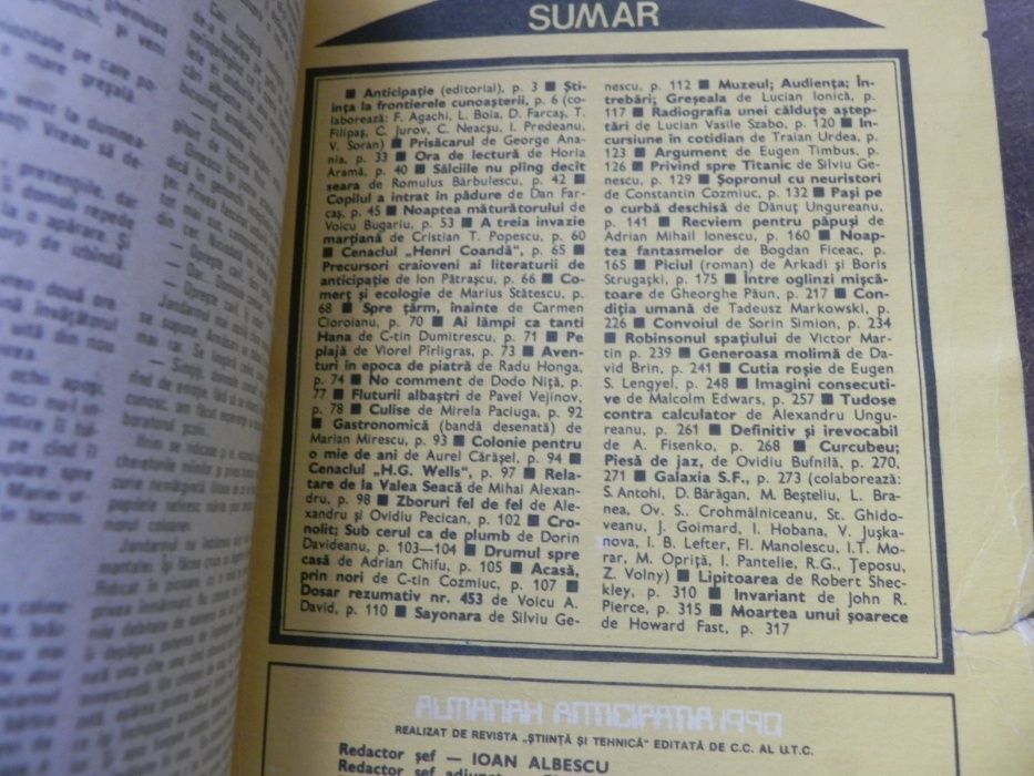 almanahuri sf Anticipatia Solaris Helion Ziarul magazin 1980 1981 1982