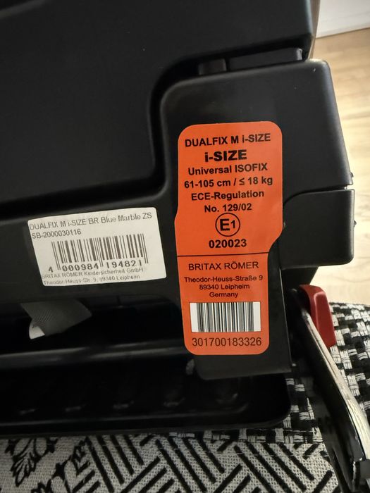 Britax Römer dual fix i-size (76 – 105 cm / 15 luni – 4 ani)