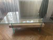 Vand masuta din sticla cu lemn masiv