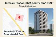 Teren cu PUZ aprobat pentru bloc P+12 – Aurel Vlaicu, zona Arabesque