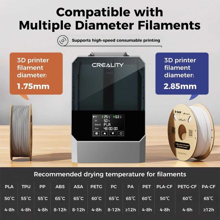 Filament oficial Creality Space PI 2025  uscator 2 role imprimanta  3D