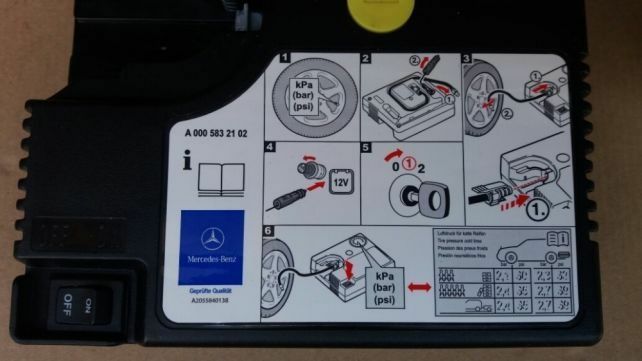 Kit pana Compresor auto umflat roti + solutie original Mercedes 180 w