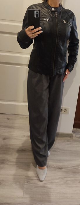 Jacheta dama din piele naturala neagra