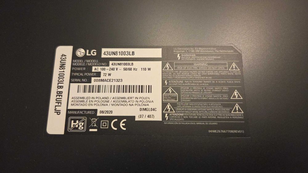 TV LG 43UN81003LB, 108 cm, 4K Ultra HD, LED, telecomanda Magic