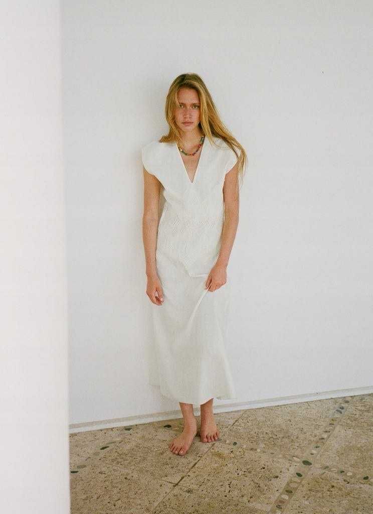Zara Нова с етикет рокля, лятна , бяла, лен, р-р S