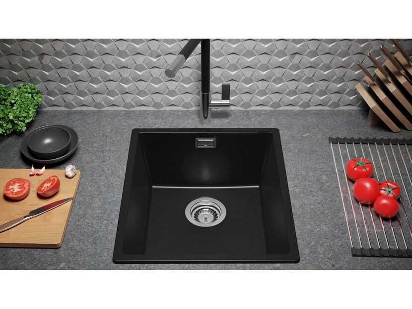 Кухненска Мивка от гранит модел Лондон 45 Slim 410 x 470 mm - Черна