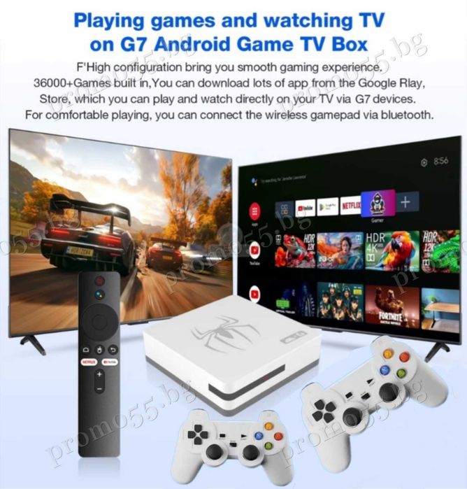 Игрова конзола с 28 656 вградени игри, G7 Android Game TV Box 8K